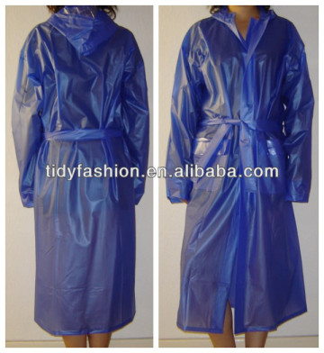 Transparent Plastic Hooded Ladies Long Raincoats