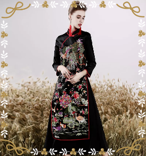 Hand-borduurwerk Cheongsam-jurk Hand Embroidery Cheongsam Dress