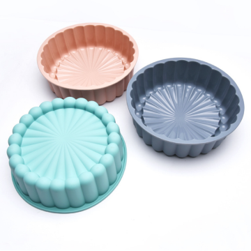 Round Flower Shaped Silicone Baking Pan Mold Trays
