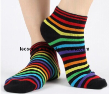 Rainbow Strip Men Boat Socks
