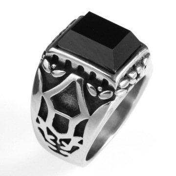 Black Onyx spar Obsidian gemstone ring