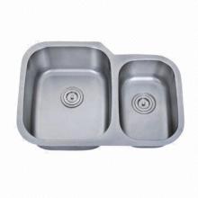 Kitchen sink, made of stainless steel 304, undermounted double bowl, cUPC-certified