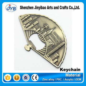 Wholesale cheap custom fan shape HK souvenir bottle opener for promotion