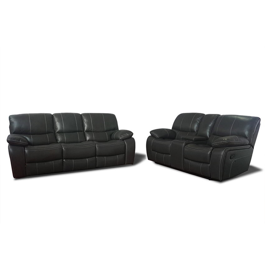 Modern Black Synthetic Leather Recliner Sofa