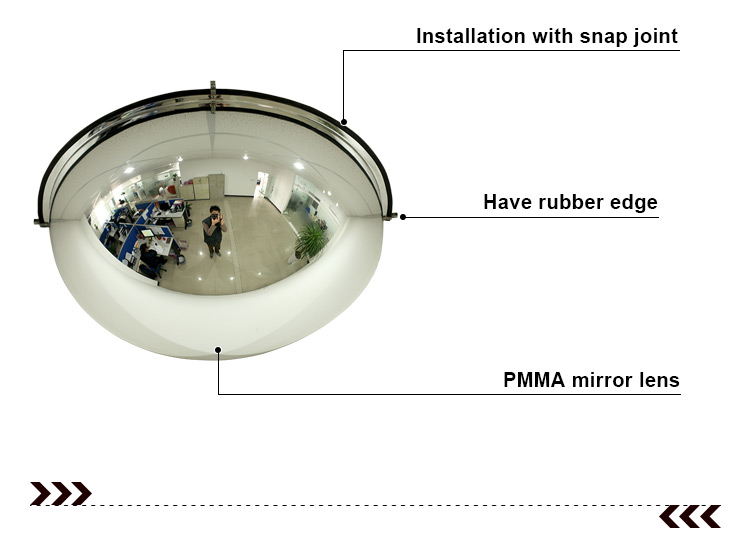 180 degree view 50cm half dome convex mirror for office/convenience store/warehouse observation