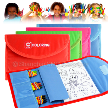 Safe portable drawing set for kids with color crayon and drawing pad