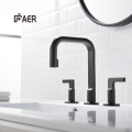 Modern Matte Black Three Holes Brass Faucet