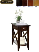 Wooden One Drawer Walnut Lamp Telephone Pedestal Table