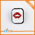 Moda sexo las mujeres esmalte cristal anillo de labio rojo