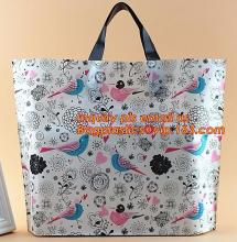 soft loop handle plastic bag with handles for clothes packaging, wholesale LDPE shopping soft loop handle plastic bag with one c