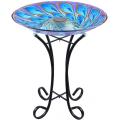 Outdoor Glass Bird Bath Peacock Decor