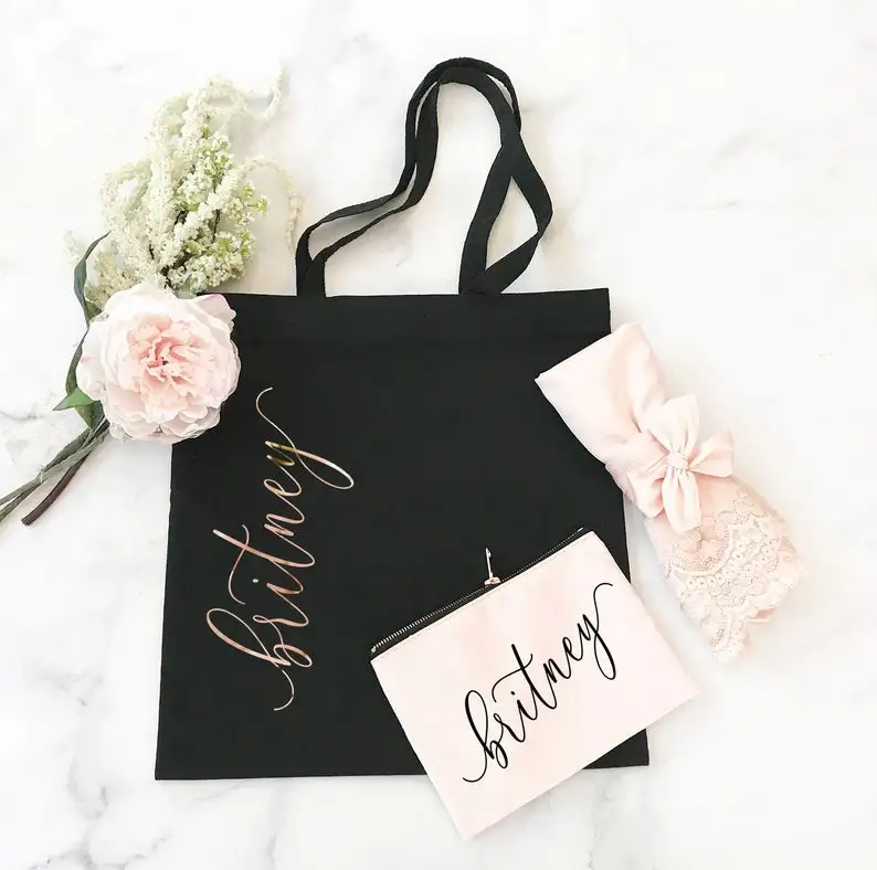 Personalized Make up Bag Bridesmaid Make up Bag Women Gift Ideas Birthday Gifts Pink Canvas Make up Bag
