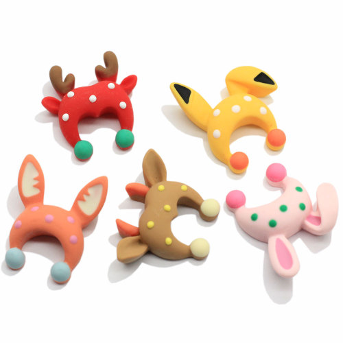 100Pcs / Lot Kawaii Cartoon Animal Hat Flatback Resin Cabochons 20 * 24MM Resin Animal Hat Craft Κοσμήματα