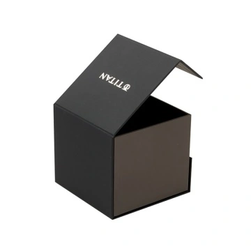 กล่องนาฬิกาแม่เหล็กสีดำพร้อมโลโก้ที่กำหนดเอง