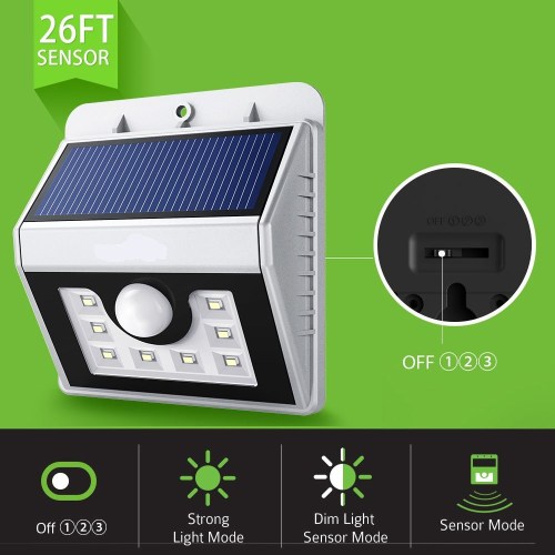 8 LED outdoor solar light with wireless motion sensor