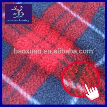 Polar fleece red black plaid fabric