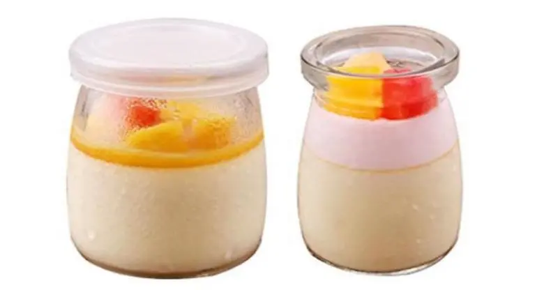 100ml Min Empty Yogurt Milk Glass Jar with Handle and Plastic Cap