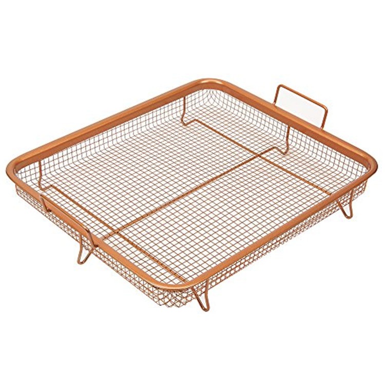 Manufacturer direct sell Non-Stick Oven Basket Tray Copper Air Fryer Copper Crisper Baking Tray