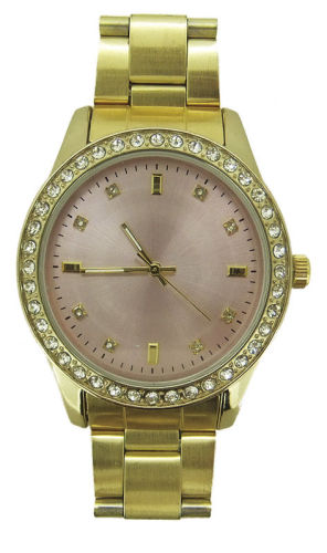 Female Golden Analog Quartz Watch , Water Resistant Quartz Movement Watches