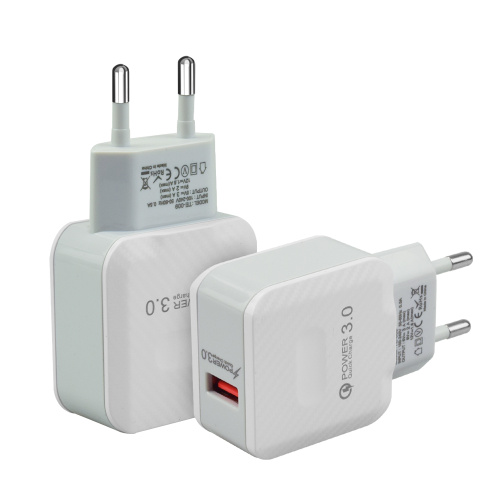 Bärbar 18W Plug 1-Port QC3.0 USB väggladdare