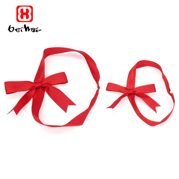 Factory Wholesale Custom Hot Selling Red Pre-tied Satin Ribbon Bow With Stretch Loop
