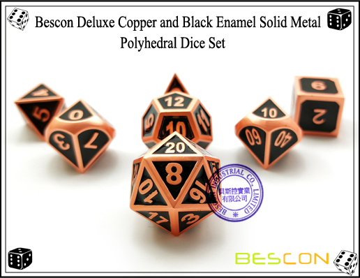 Bescon Deluxe Kupfer und Schwarz Emaille Solide Metall Polyhedral Rolle Spielen RPG Spiel Würfel Set (7 Ster in Pack) -1 Bescon Deluxe Copper and Black Enamel Solid Metal Polyhedral Role Playing RPG Game Dice Set (7 Die in Pack)-1