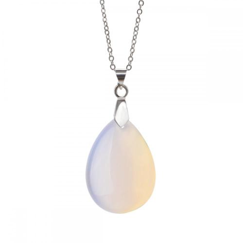 Opal 28x35MM Kalung loket titisan hujan dengan Rantai Perak 45CM