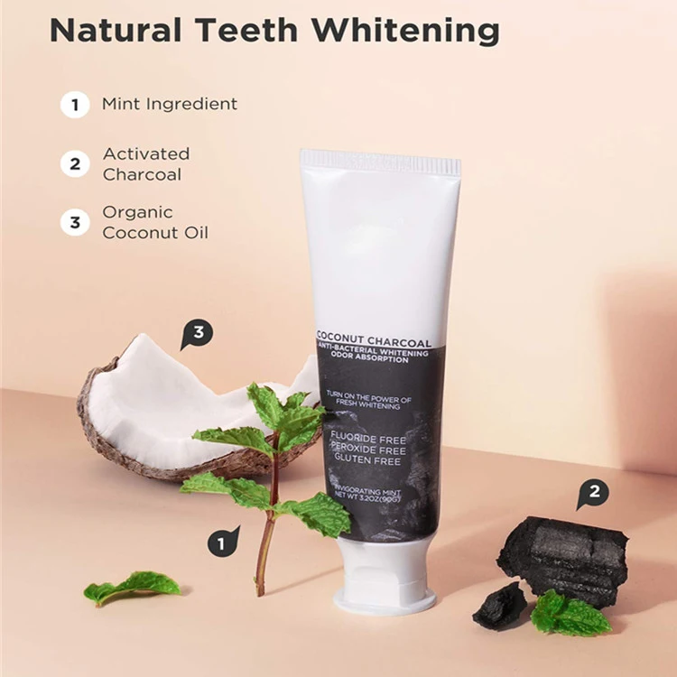 Professional Custom Coconut Oil Activated Charcoal Whitening Teeth Toothpaste