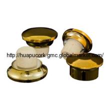 Golden Plastic Caps with Cork Stoppers,Wine Stopper
