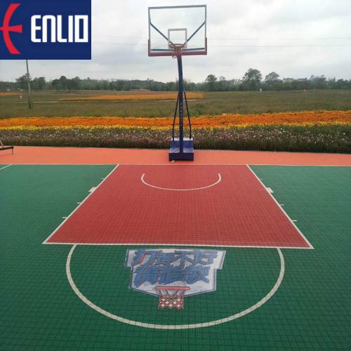 Warna sederhana outdoor pp interlocking basket court mat