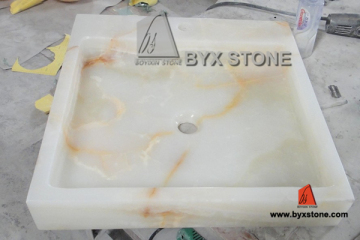 Afghan White Onyx Square Sink