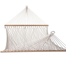 Cotton Rope Double Net Hammock with Wood Spreader - Free Sample