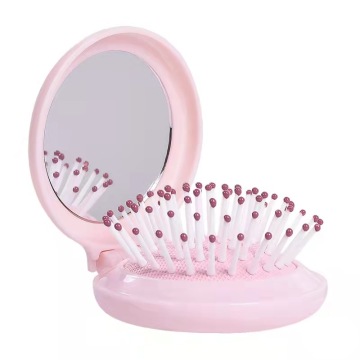 Portable Mini Round Hair Comb with Mirror for Travel and Massage