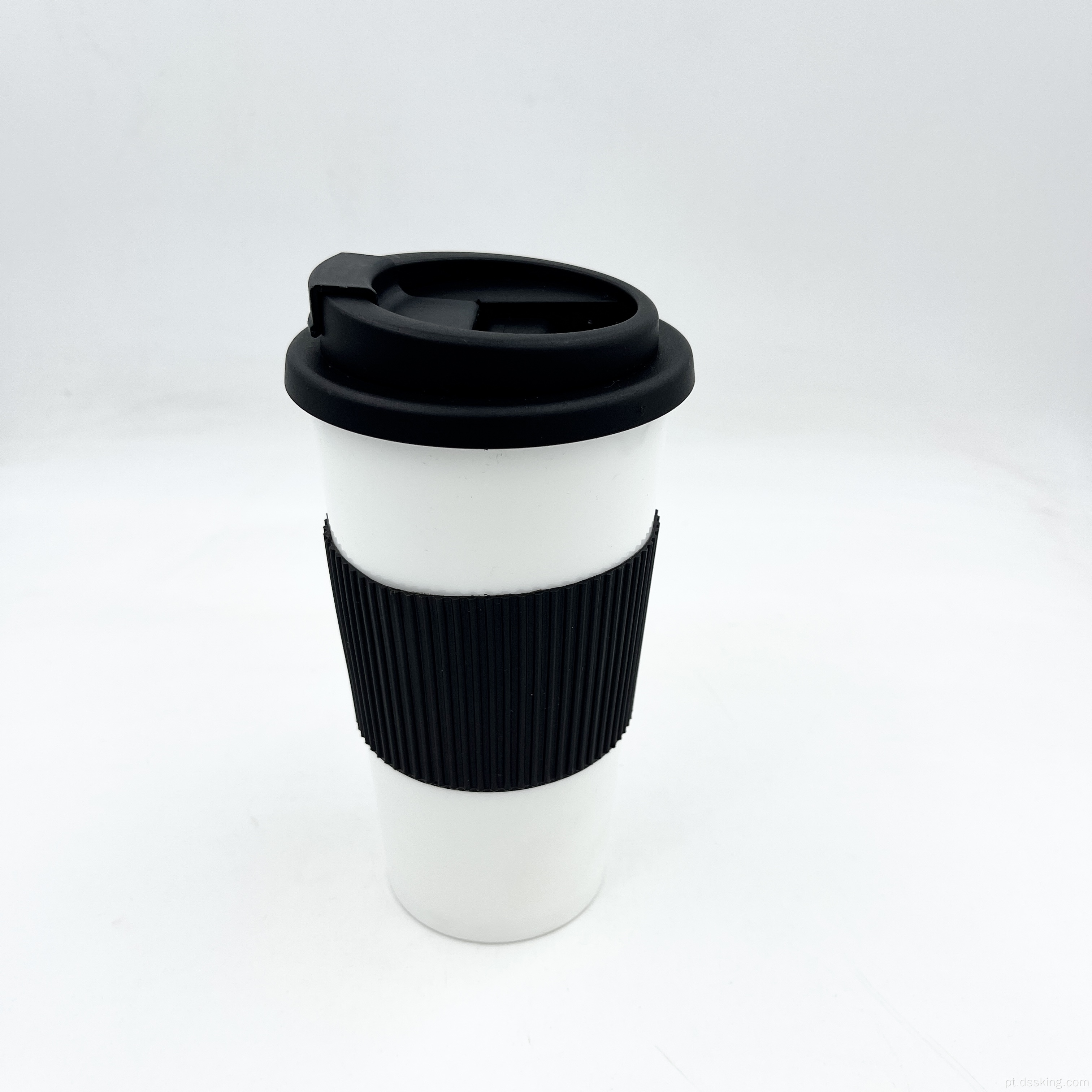 BPA reutilizável e ecologicamente correto xícara de café dupla de 16 onças com manga de silício TPR