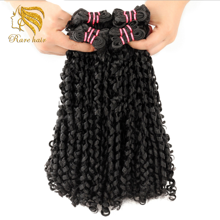 Super Double Drawn Pissy Curl Virgin Raw Virgin Hair Grade 11A, Flexi Pixie Curl Funmi Curl Hair Human Hair Weave