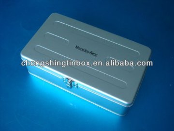 Rectangular locked storage tin box