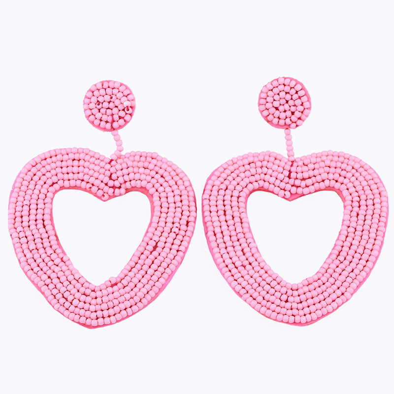 Déclaration perlé coeur Hoop boucles d&#39;oreilles mode bohème main en verre tissé graine lunatique goutte boucles d&#39;oreilles goujon bijoux Idear cadeaux