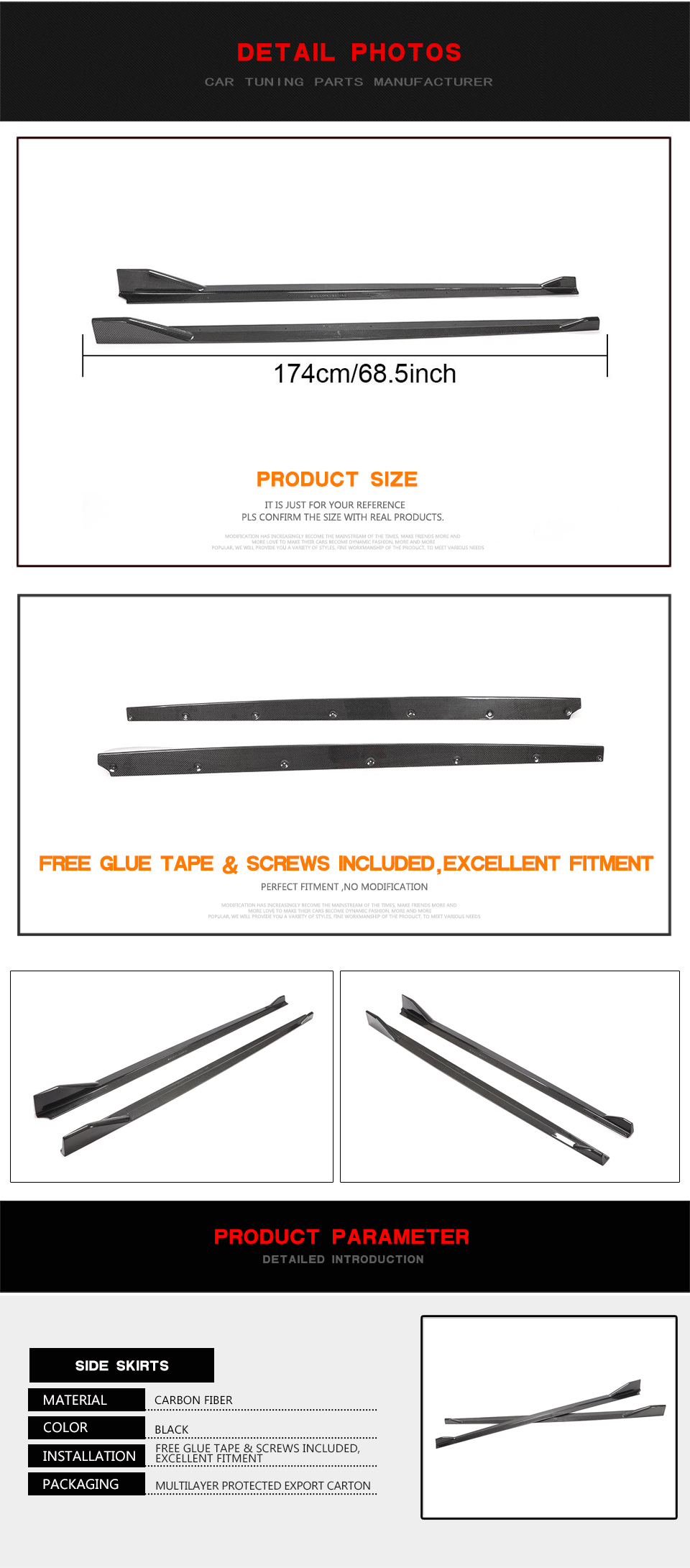 JCSportline Z4 G29 Carbon Side Skirts Extension for BMW Z4 G29 M40i Convertible 2-Door 2019-2020