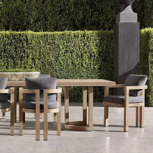 Modern Teak Wooden Dining Set: Durable Teak Outdoor Chairs and Round Tables