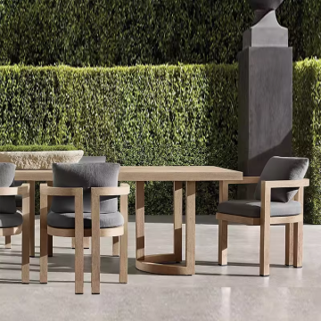 Modern Teak Wooden Dining Set: Durable Teak Outdoor Chairs and Round Tables