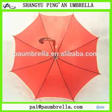 Red wooden umbrella with ads printing stick umbrella