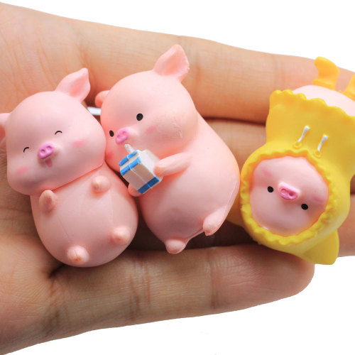 6Pcs/Set Resin Various Styles Cartoon Pig Charms Kawaii Piggy Ornament Crafts For Fairy Garden Office Decoration Diy Accessories