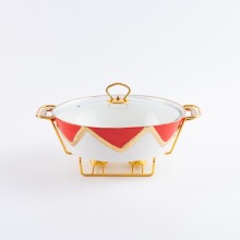 Gold-Rimmed Ceramic Grill Pan and Kitchen Accessories Collection