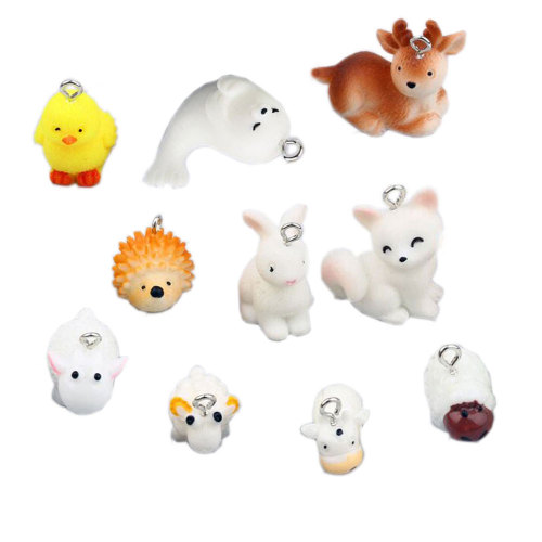 Leuke Miniatuur Cartoon Dier Ambachten Ornamenten Kawaii Kip Eend Schapen Vos Konijn Dolfijn Standbeelden Voor Huis Tuinen Decor