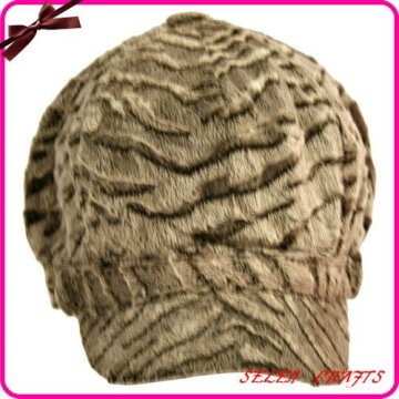 Brown Zebra Print Ultra Plush Suede Newsboy Hat
