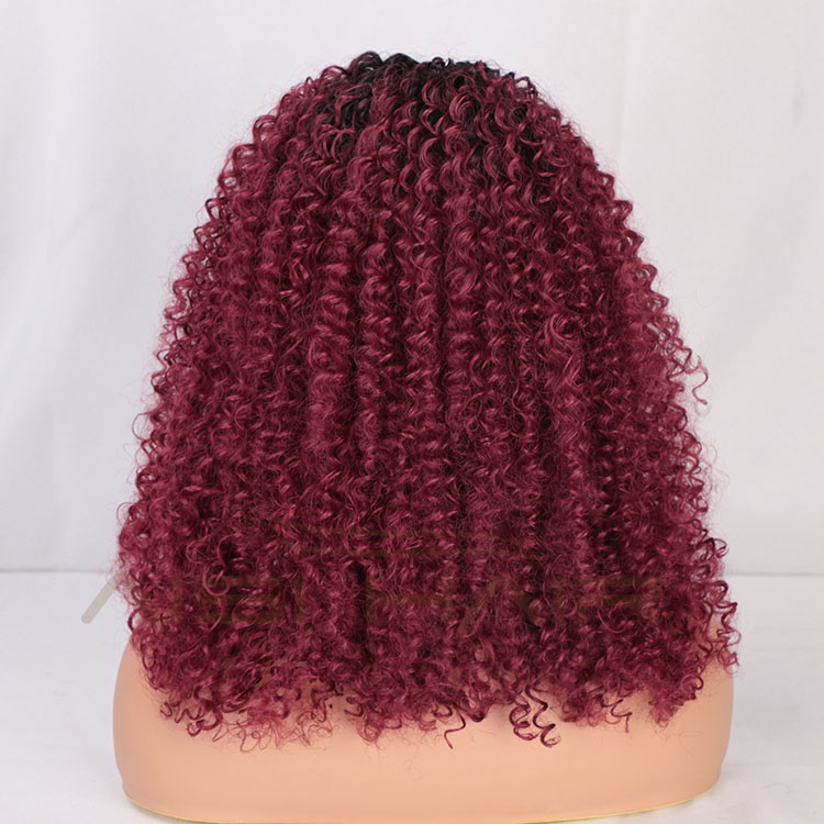 Aisi Hair Medium Long Afro Kinky Curly Wig Cosplay Ombre Red Swiss Lace Synthetic Wig Lace Frontal Hair Wigs For Black Women