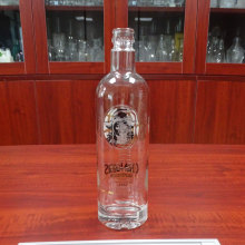 Cylinder shape Chinggis khan vodka extra flint glass bottle 75cl