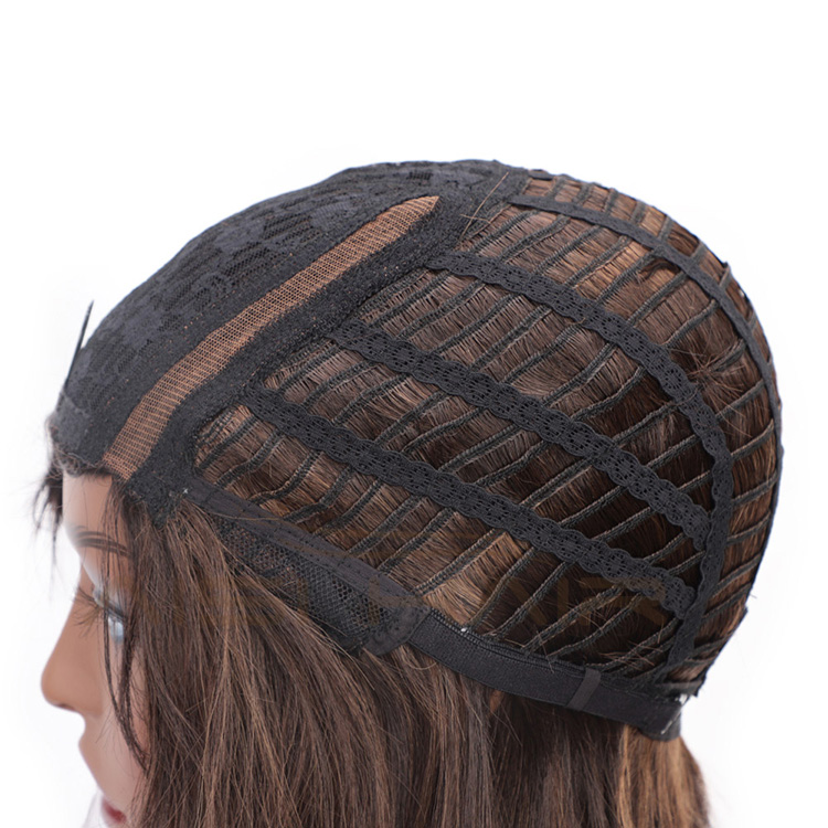 Aisi Hair Brown Color Lace Part Heat Resistant Synthetic Hair Wigs with Bangs Long Wavy Side Part Wigs for Black Women