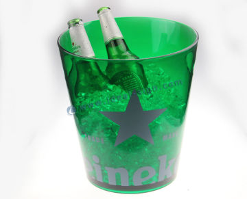 Large Heineken Plastic Illuminated Led Ice Buckets For Party 2 Handles