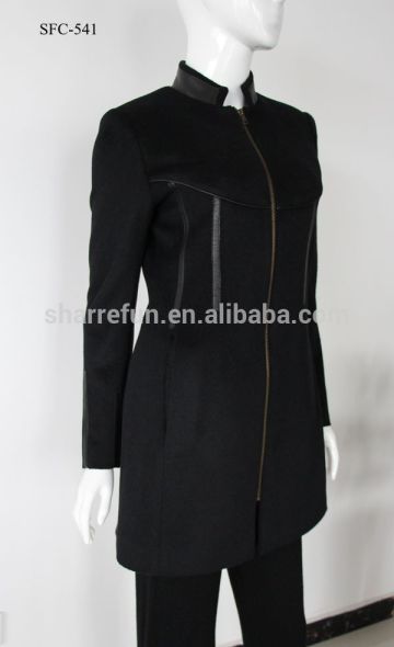 ladies cashmere coat, black color cashmere coat, 100% pure cashmere coat SFC-541